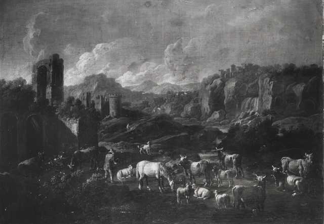 A. C. Cooper — Roos Philipp Peter (Rosa da Tivoli) - sec. XVII/ XVIII - Paesaggio con pastore e armenti — insieme